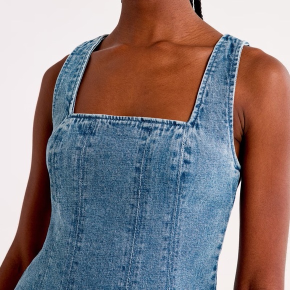 NWT The A&F Mila Squareneck Denim Mini Dress - Picture 3 of 8